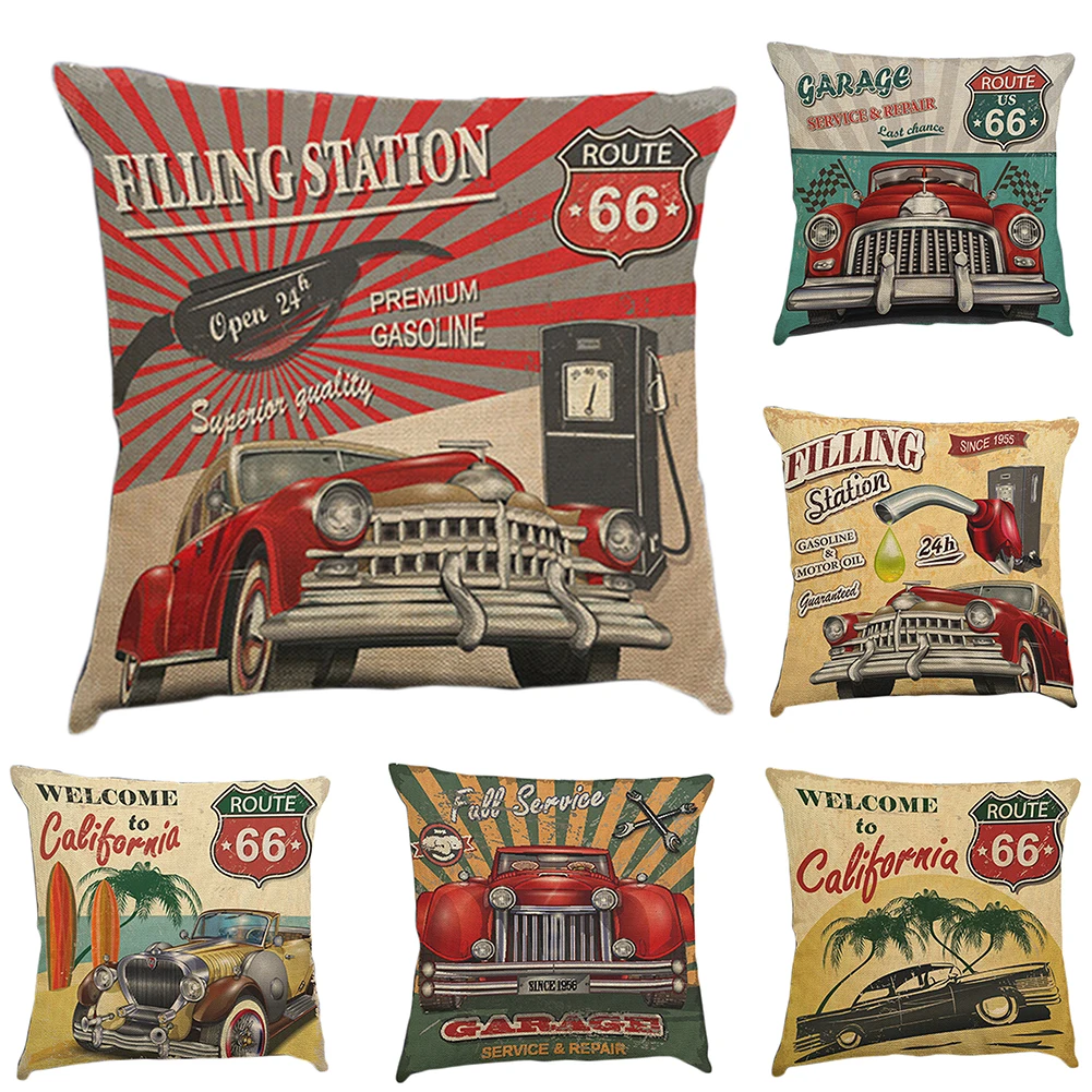 

Retro Car Print Pillowcase Pillowslip Car Cushion Cover OPP bag packing