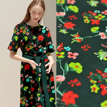 

50x111 cm 100% natural mulberry silk printed fabric 14mm crepe de chine drape anti-wrinkle shirt fabric for dress sewing