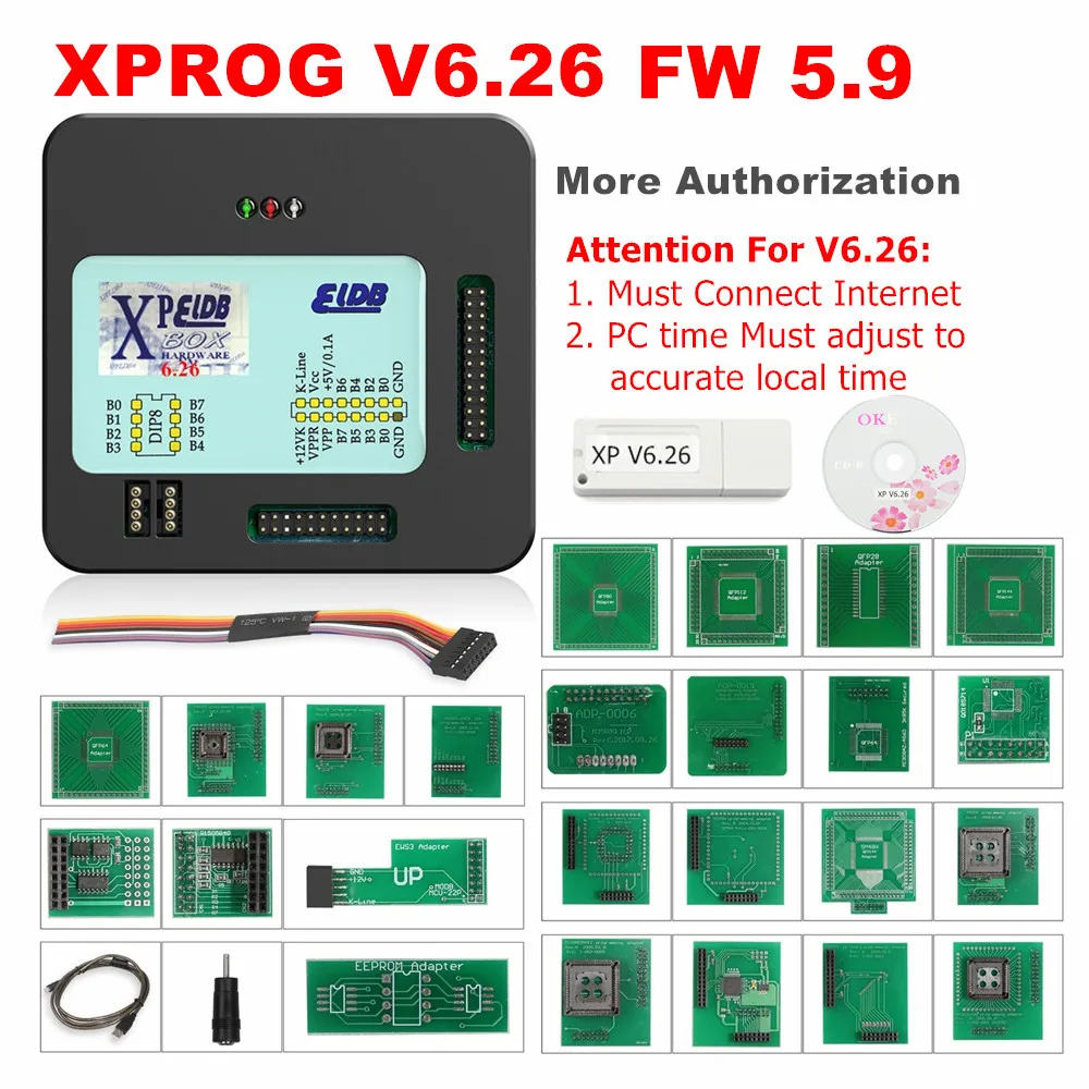 (PL/ES/RU Ship)XPROG V6.26 Add New Authorization X-PROG M Metal Box XPROG-M ECU Programmer X Prog M Full Adapters