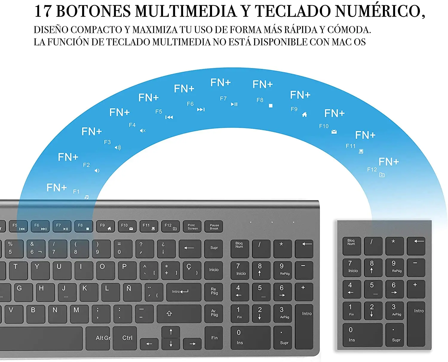 clavier sans fil fin et compact avec touches disposition adapté pour ordinateur portable et
