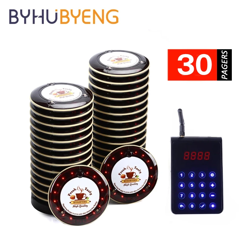 

BYHUBYENG 30 шт. водонепроницаемый пейджер-подставка беспроводная звуковая система гостевой кафе вызов клиентов Вибрирующая Ресторан очереди фаст-фуд