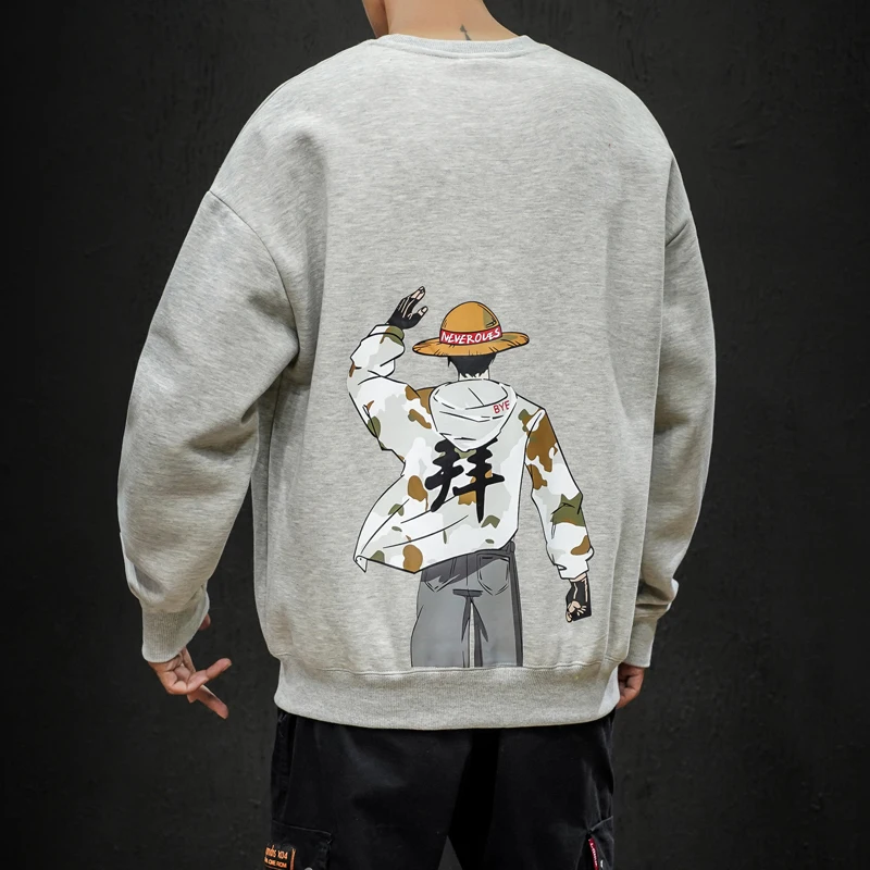 

2019 Spring And Autumn Men's New Casual Letter Pattern Printing Long-sleeved Round Neck Hoodies Loose Temperament Trend Cotton
