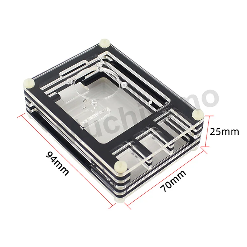 Акриловый прозрачный/прозрачный и черный чехол для Raspberry Pi 4 Модель B, с охлаждающим вентилятором для Raspberry Pi 4B коробка - Цвет: Pi 4B