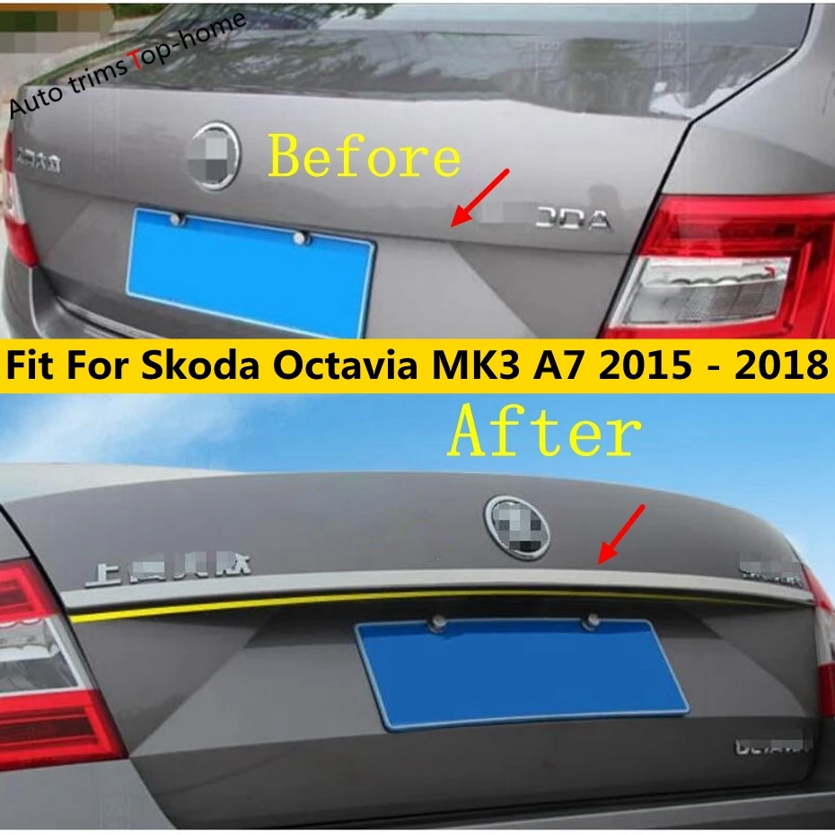 

Yimaautotrims Rear Tailgate Trunk Door Decoration Strip Lid Cover Trim Fit For Skoda Octavia MK3 A7 2015 - 2018 Exterior Kit