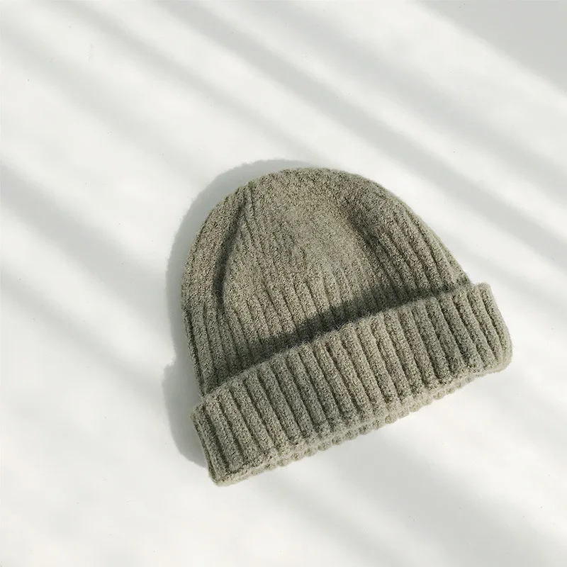 Green Зимняя женская шапка для мужчин Skuiless Beanies, шапки с косичками, теплые мужские хип-хоп однотонные кепки без полей, шапка для мужчин и женщин, шапка помещика - Цвет: Green