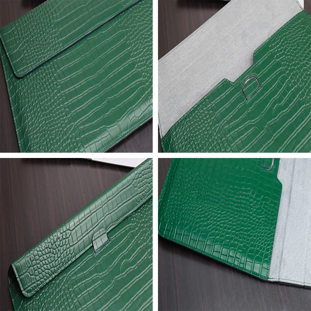 Bolsa de Couro Portátil de Crocodilo para Macbook m1 Pro 13 pu Capa para Pro 14.2 2023 Capa para m3 Air 15.3 A3114 A2941 2023 2024 2024 - Imagem 6