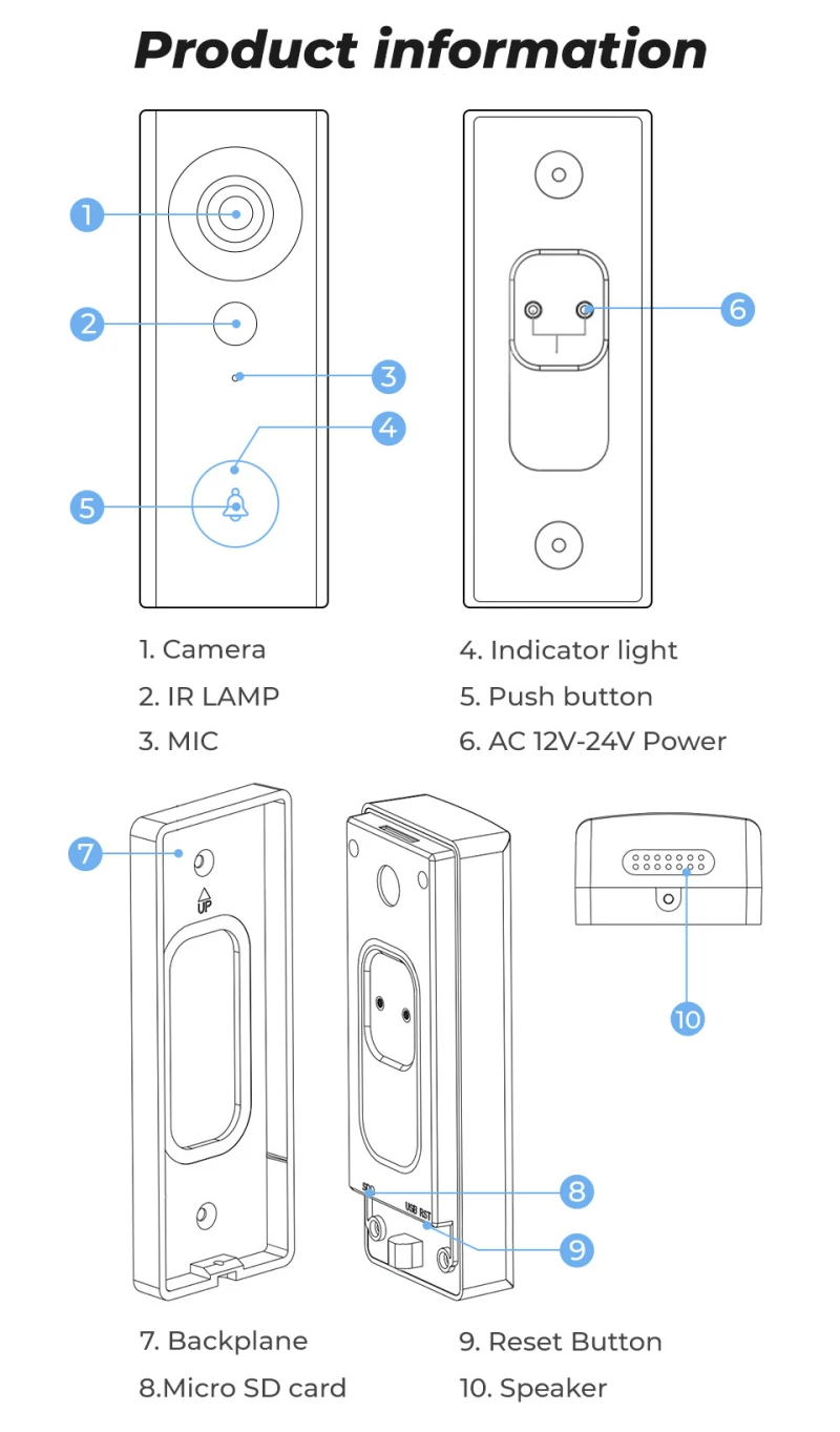 Tuya 1080P HD Video WiFi Doorbell Camera Door Bell Ring Chime Outdoor Two-Way Intercom IP55 Waterproof PIR Motion Sensor door phone