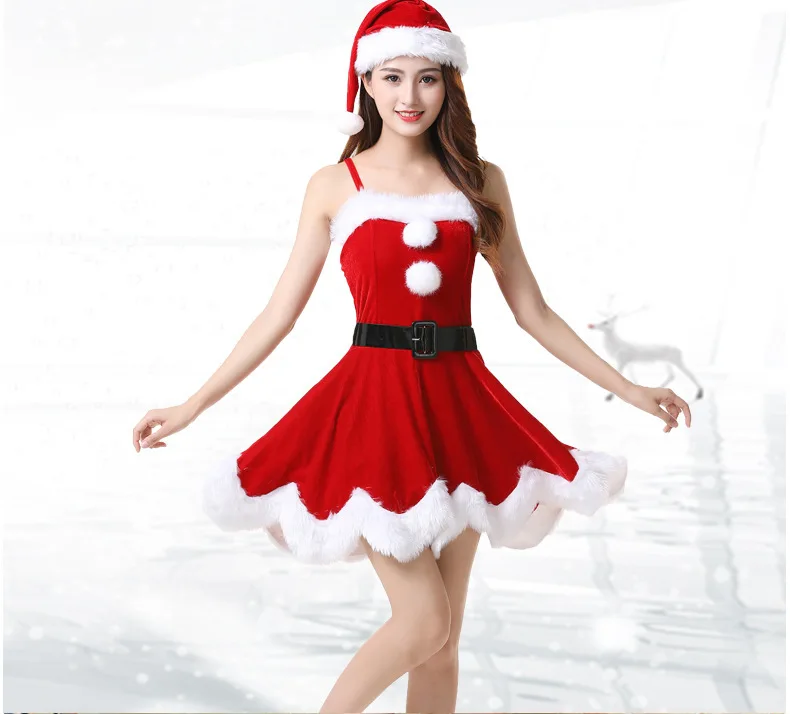 Женское бархатное платье, Рождественский костюм, маскарадный Санта Клаус, вечерние, Клубные, сексуальные, красные, рождественские, праздничные платья, одежда для взрослых