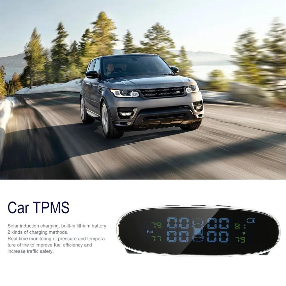 Умный автомобиль TPMS в режиме реального времени, система контроля давления на солнечной батарее, ЖК-Цифровая автоматическая система охранной сигнализации