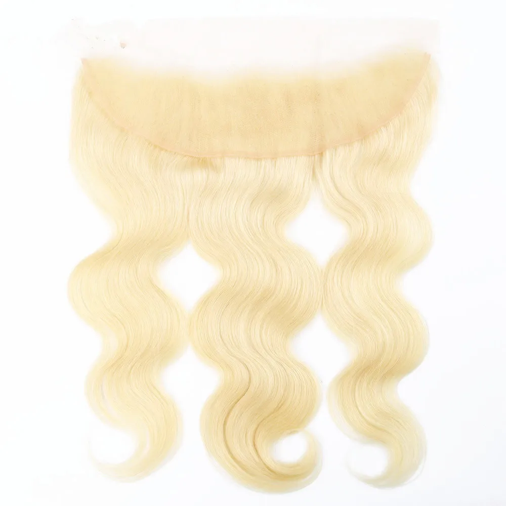Acehair 613 пряди с закрытием объемная волна Мёд блондинка монгольские волосы Remy 13x4 уха до уха может занять от 10 до 30 дюймов человеческие волосы переплетения