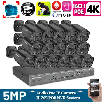 

Ai Smart 5MP H.265+16CH 4K CCTV System NVR Kit Outdoor Audio Security IP Camera POE Video Surveillance set