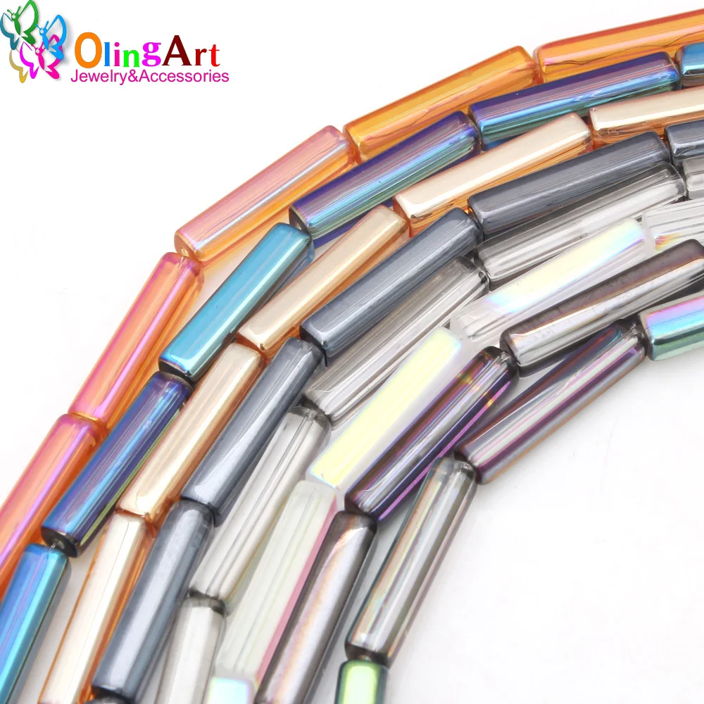 OlingArt 4*20 мм 16 шт./лот стеклянные бусины позолота мечты смешанные прямоугольные