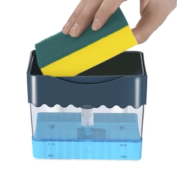 

Soap Dispenser Soap Pump Sponge Caddy New Creative Kitchen 2-in-1 Manual Press Liquid Soap Dispenser With Washing Sponge