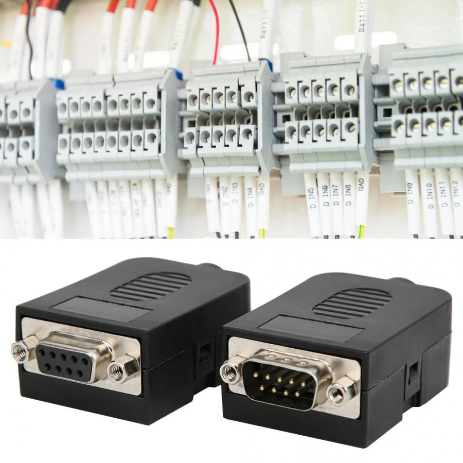 2pcs Db9 9pin Konektor Screw Serial Connector To Wiring Terminal Male Female Adapter With Case Connectors Aliexpress
