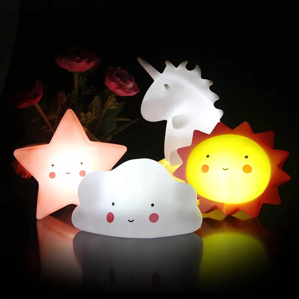 Детские светодиодный ночной Светильник для детей Единорог Moon облако звезда Радуга детские игрушки для сна светильник-Набор для творчества, обучающая игрушка для детей детский стол лампы для дома