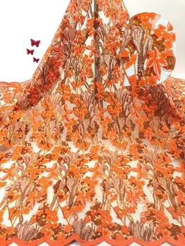 

2019 African organza Multicolor/Big Sequins Lace Fabric,High Quality African Tulle Lace Fabric with Sequins For Wedding