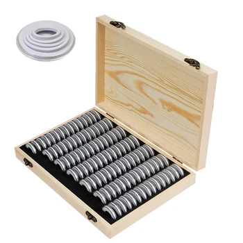 

100 Coin Storage Boxes Round Coin Storage Wooden Box Commemorative Coin Collection Box