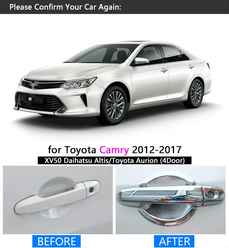 

For Toyota Camry 2012 - 2017 XV50 Chrome Handle Cover Trim Set for Daihatsu Altis Aurion 2013 2015 2016 Accessories Car Styling