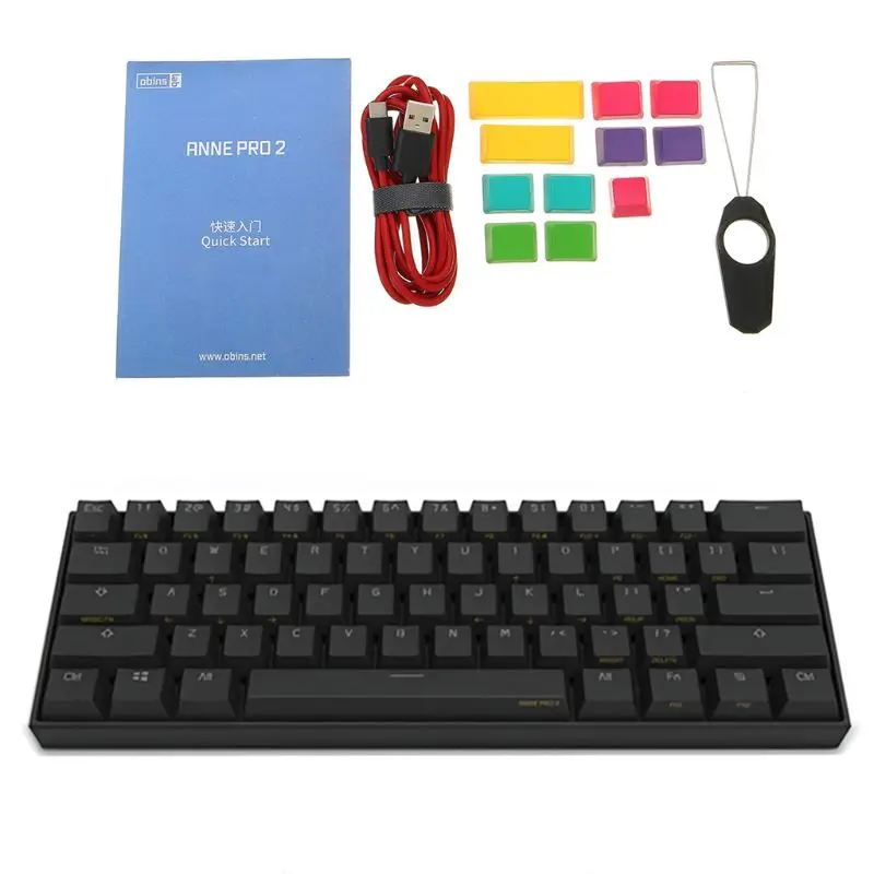 Anne Pro 2 60% NKRO Bluetooth 4,0 type-C RGB 61 клавиша Механическая игровая клавиатура Вишневый переключатель