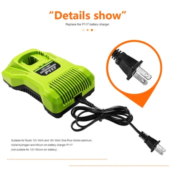

Replacement Charger for Ryobi P117 Charger P118 P119 Charges Ryobi 12V 14.4V 18V Battery P100 P101 P102 P103 P105 P107 P108 L50