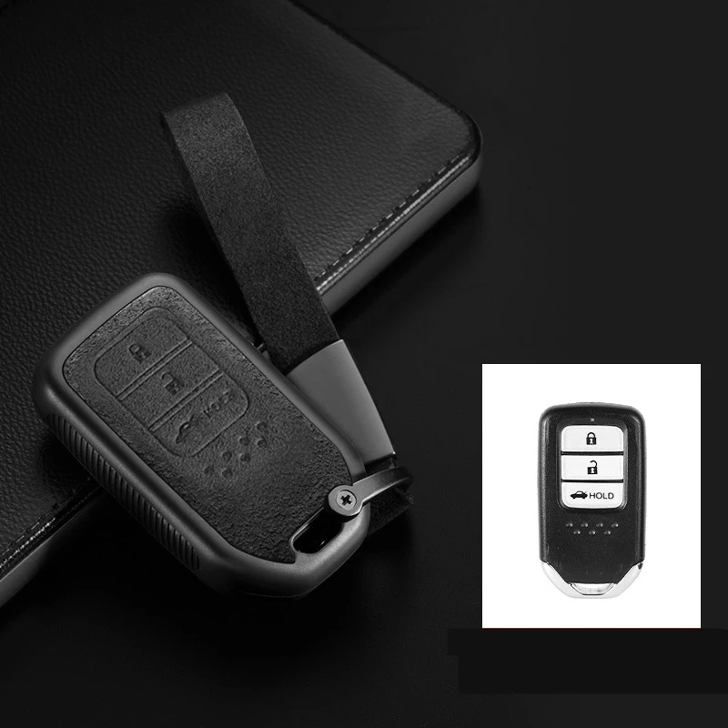 I-Black Замшевый кожаный чехол-брелок для автомобиля для Honda Civic Accord Pilot CRV City Odyssey Fit Freed Vezel Jazz - Название цвета: I-Black