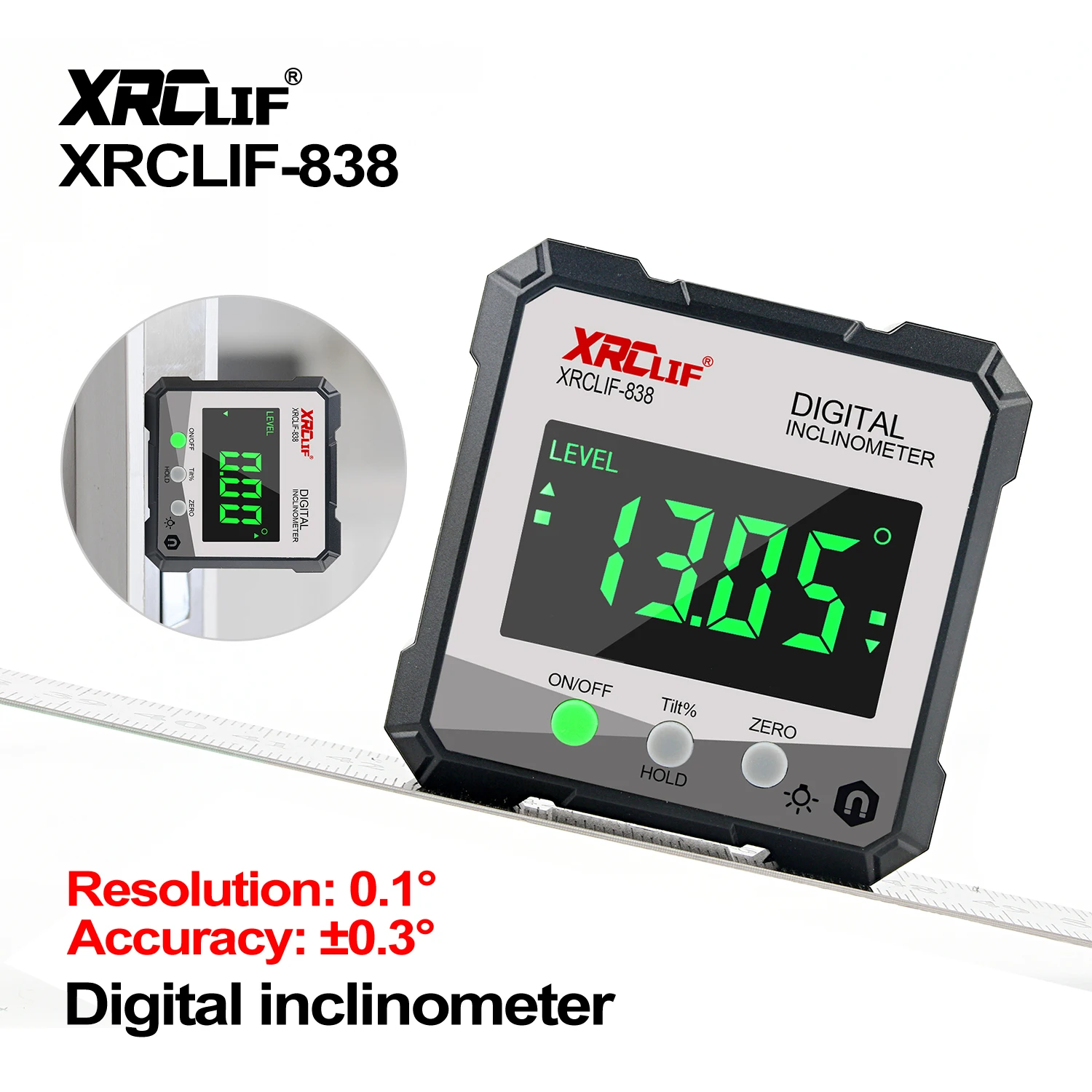 XRCLIF Digital Level Angle Gauge 4X90&deg; Mini Inclinometer Measurement Tools Magnetic Base Electronic Universal Bevel Protractor