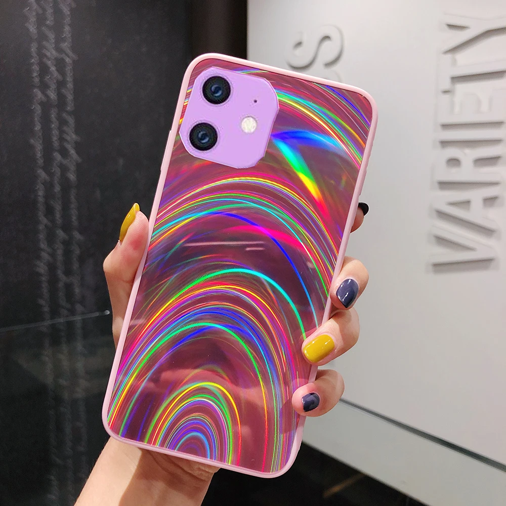 

Colorful Aurora Gradient Phone Case for IPhone 11 Pro Case XS Max 7 8 6S Luxury Rainbow Patterned Cover for IPhone 11 10 Coque