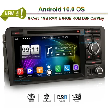 

7" Octa-Core Android 10.0 Car DVD CarPlay & Auto GPS 4G Radio DVR OBD DAB+ DSP for AUDI A3 S3 RS3 RNSE-PU