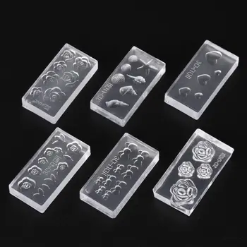 

6Pcs/Set 3D Mini Flower Acrylic Silicone Mold for DIY Earrings Nail Art Mould