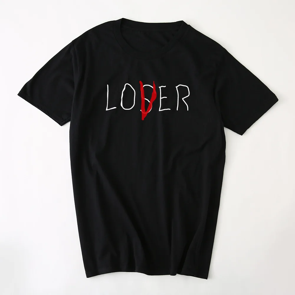 Забавная летняя футболка для женщин 2020 Lover Loser с принтом Короткая свободная