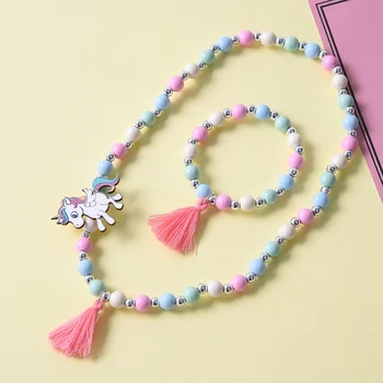 

Cute Unicorn Cartoon Flower Children's Sweater Necklace Bracelet For Children Gift