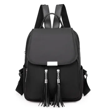 

Waterproof Wearable Oxford Cloth Backpack Women Fashion Tassel Hasp Zipper Daypack Casual Vintage Multifunction Shoulder Bag