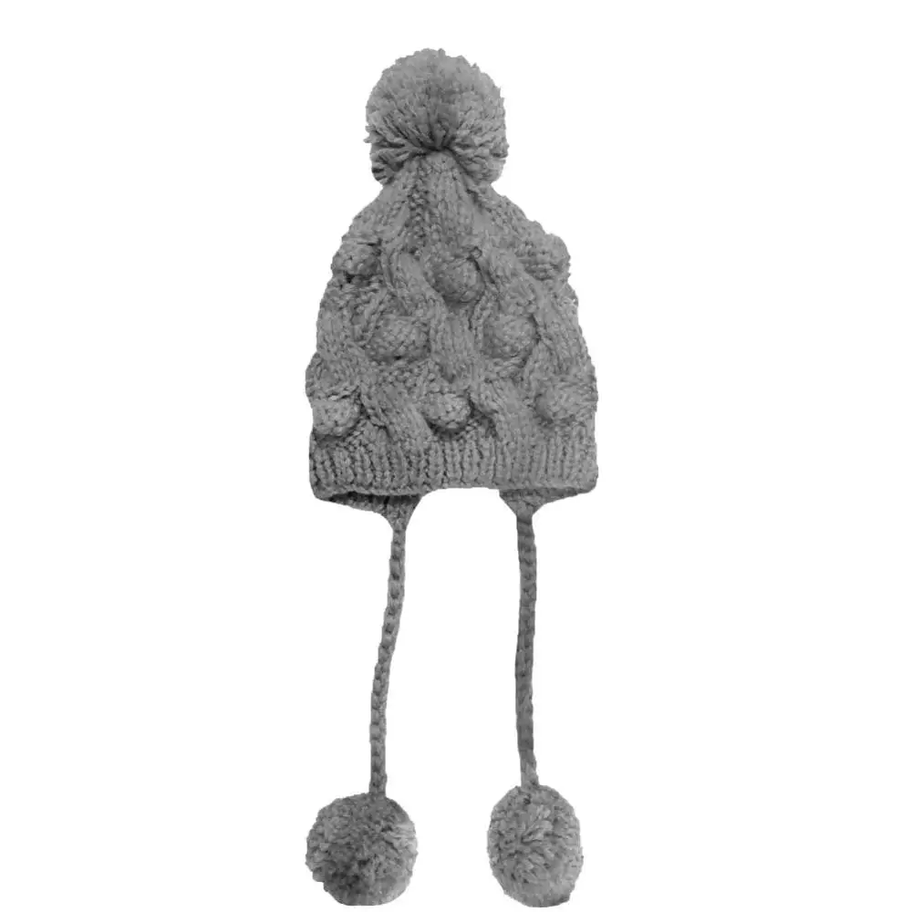 Light Grey Зимняя теплая висячая шапка с помпоном шапочка Вязаная Шерстяная Лыжная шапка - Цвет: Light Grey