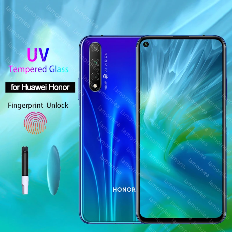 100D УФ клей Sceen протектор для huawei honor 9 10 20 Lite жидкое УФ закаленное стекло для huawei honor 8x 9x Pro 9 10 20 Lite Play