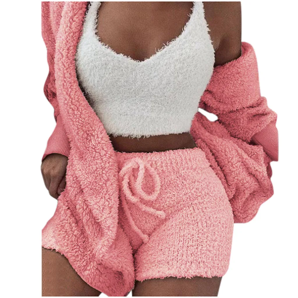Fuzzy Beige Sexy Two Piece Set Club Birthday Outfits for Women Sweater and Short Pants Matching Sets Fall 2 Pieces 10.15