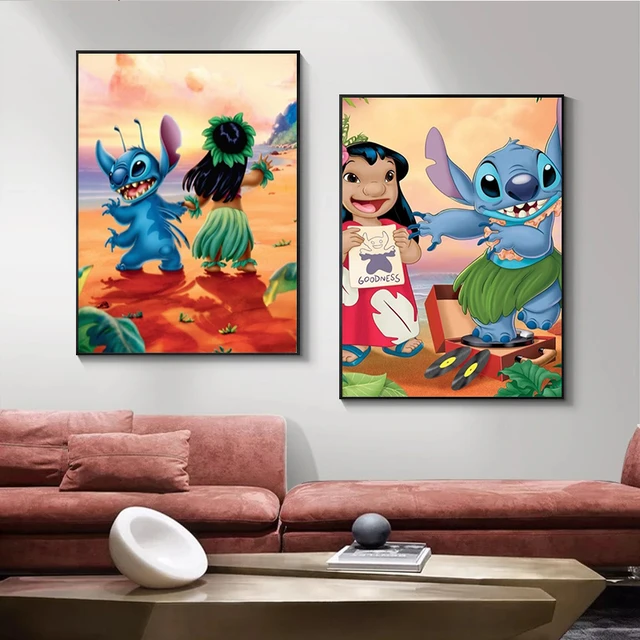 Disney 5PCS Canvas Painting Set Lilo & Stitch Cartoon Poster Room