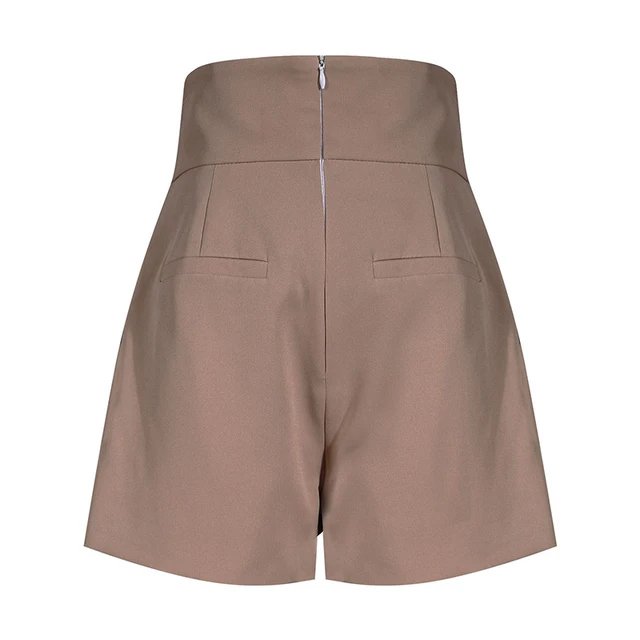 Elegant patchwork shorts with high waist