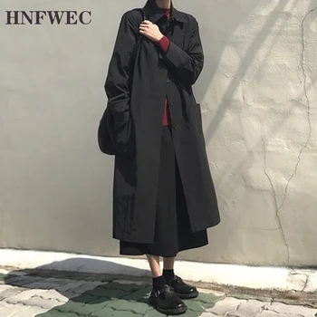 

Korean Style Trench Coat For Women Lapel Single-breasted Solid Color Cotton Autumn New 2019 Long-sleeved Windbreaker S311