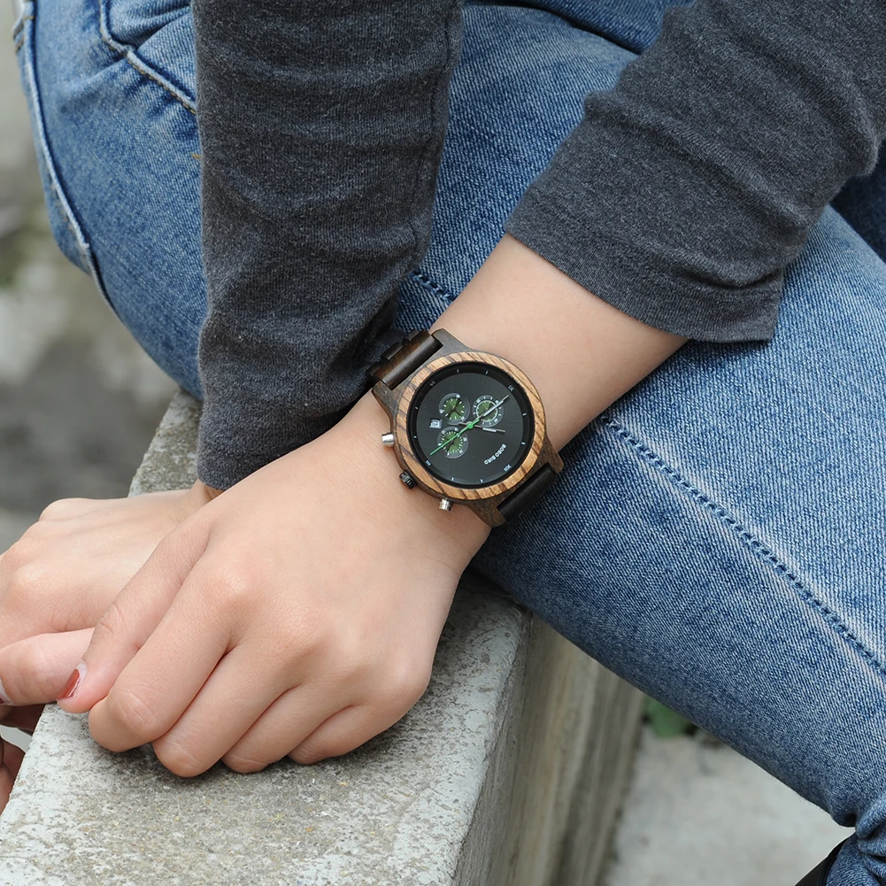 BOBO BIRD Wooden Couple Watches Simple Women Man Wristwatch Calendar Chronograph Clock Quartz Movement Ladies Custom Great Gift