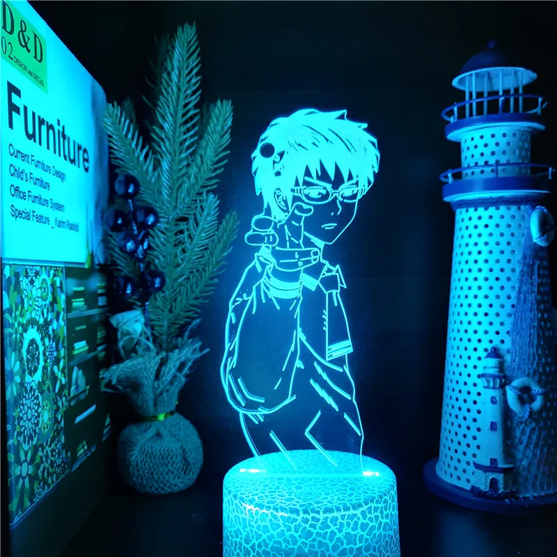 bright night light The Disastrous Life of Saiki K  3D Illusion Anime Lamp Nightlights 7 Color Changing Lampara Led For Christmas Gift 3d night light