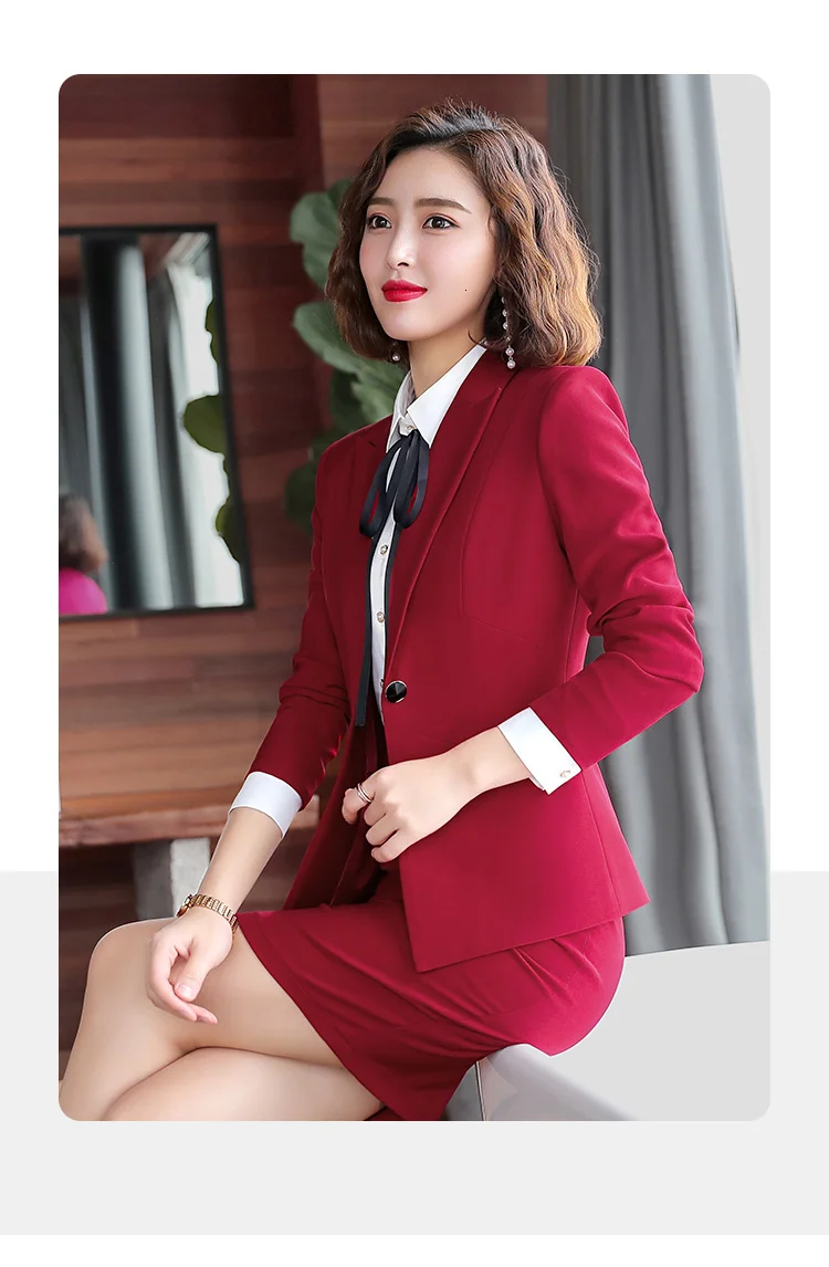 Fashion Women Long Sleeved Jacket Dress Slim Skirt Suits Two Pieces Together Large Office Lady Working Clothes Maternity