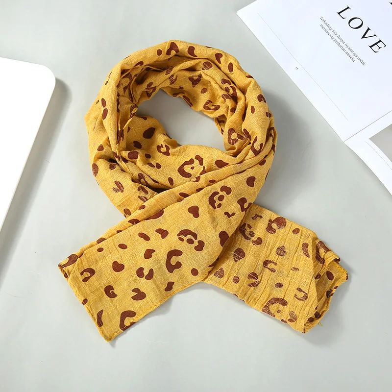Leopard Yellow Осенний квадратный хлопковый льняной детский нагрудники-шарфы для малышей; зимний детский шейный платок; шарфы для мальчиков и девочек; аксессуары для шеи - Цвет: Leopard Yellow