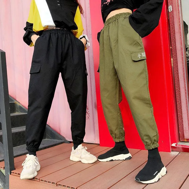 Весна осень Широкие штаны Харадзюку Женские повседневные свободные штаны с высокой талией в Корейском стиле