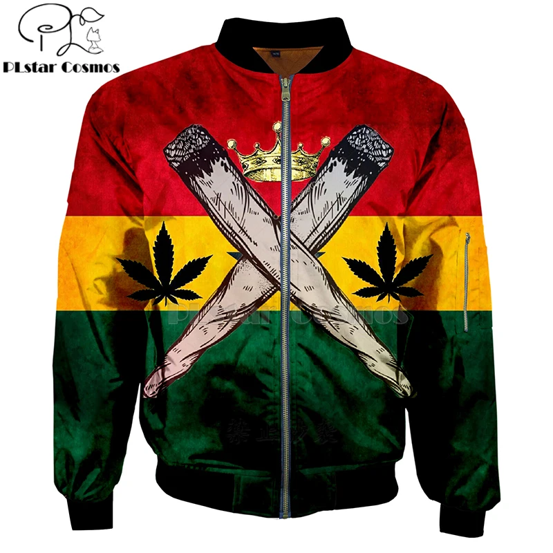 bob marley weed 3D bomber jackets Hoodies Men Women New Fashion Zipper Hooded Long Sleeve Pullover Style skull leaf clothing-4