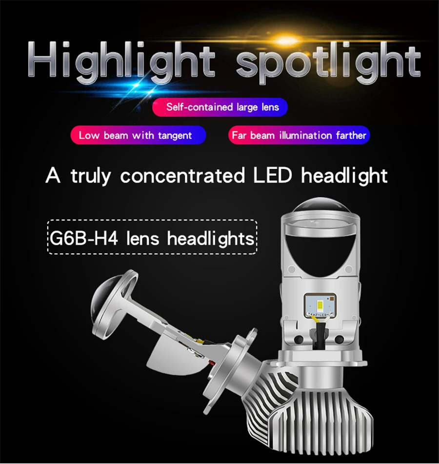 2 шт. H4 hi-lo светодиодный объектив Мини-проектора для автомобиля, мотоцикла высокий низкий пучок светодиодный комплект для преобразования лампы фар 12 В 6500 К