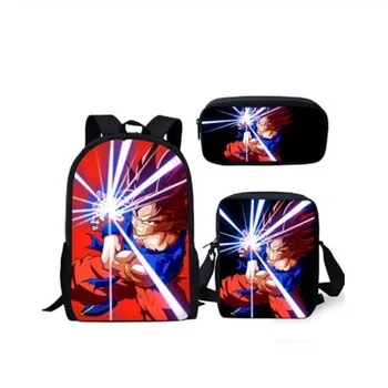 

Dragon Ball/Son Goku Print 16 Inch School Bags for Teenage Boys Kids Backpack Fashion 3 PCS/SET Mochila Children Bookbags