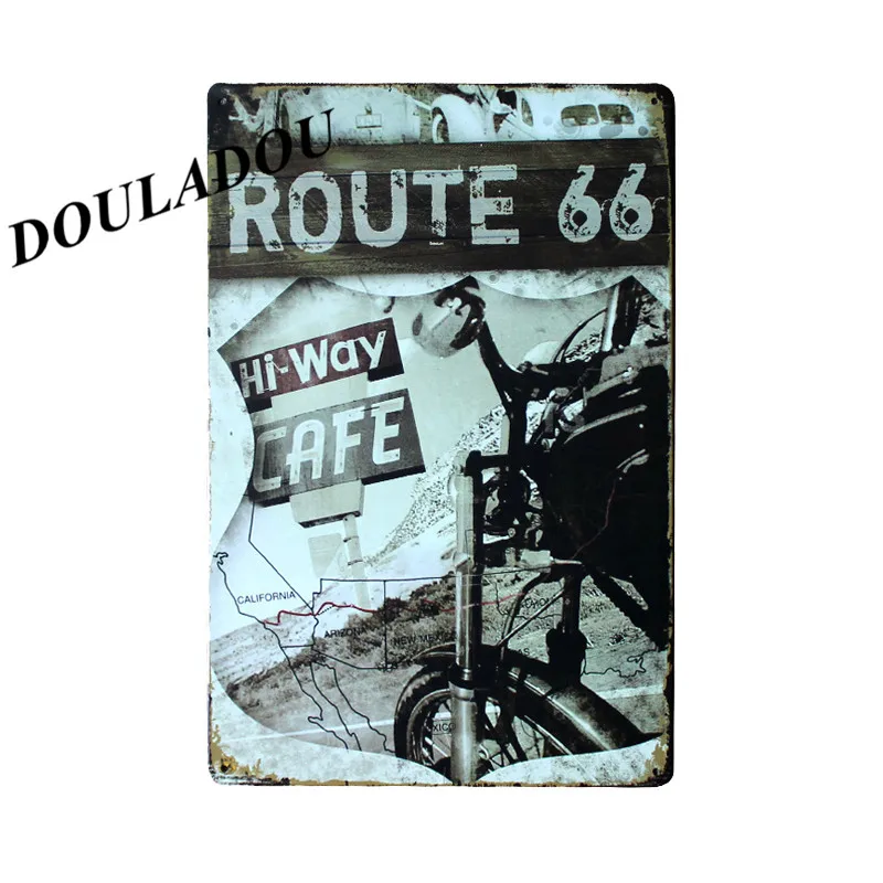 [Douladou] США Route66 Винтаж окрашивание металла декор Бар Кафе Декор отеля Ретро Винтаж вечерние плакат рисунок номер Декор 20x30 см - Цвет: 16