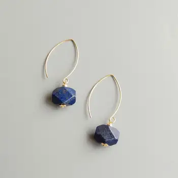 

LiiJi Unique Genuine Lapis Lazuli 925 Sterling Silver Earrings Gold color Handmade Drop Earrings Delicate Jewelry For Women Gift