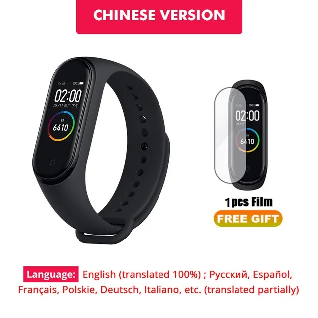 CN version standard Xiaomi Mi группа 3 4 глобальная Версия смарт-Браслет фитнес-браслет часы 3 большой сенсорный экран сообщение время сердечно - Цвет: CN version standard