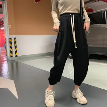 

2020 Sports Pants Female Autumn Straight Loose Capri Pants Versatile High-waisted Slimming Beam Foot Radish Harem Pants Pant